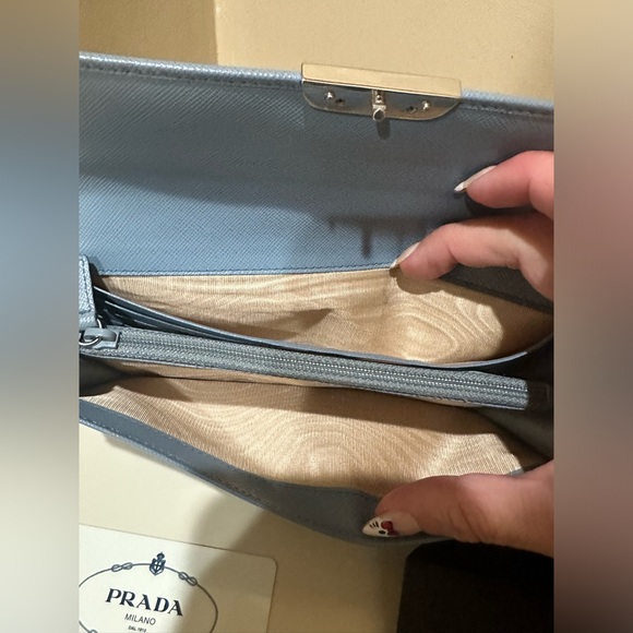 Prada Saffiano Periwinkle Enamel Continental Wallet W/Box & Authenticity Card - Picture 6 of 13